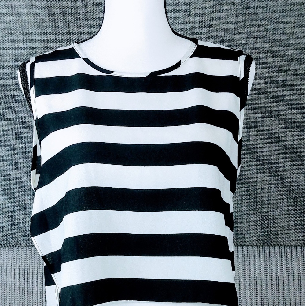 🌴Forever 21 Sheer Stripe Split Back Crop Tank